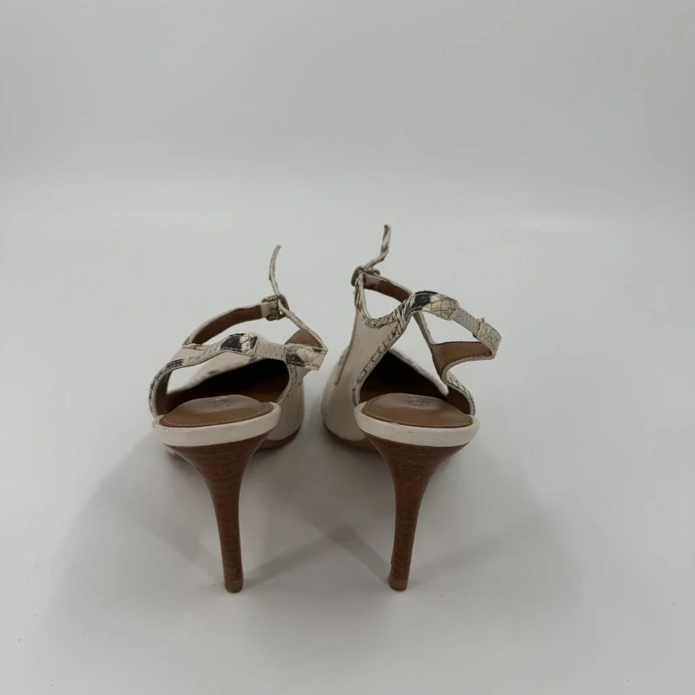 Coach Slingback Sandals Womens 6.5B Gray Pointed Toe Stiletto Heel Buckle Strap